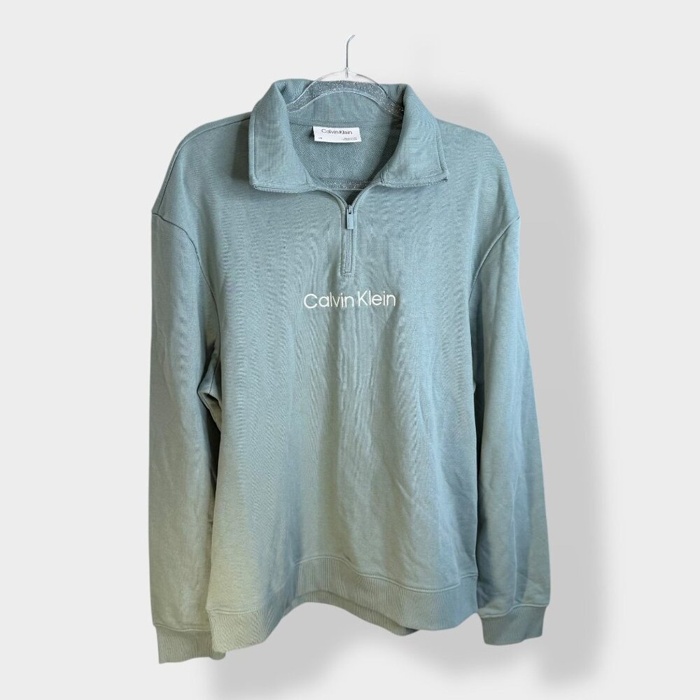 Calvin Klein Men's Logo French Terry Quarter Zip